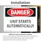 Signmission Unit Starts Automatically Danger Sign, Vinyl Decal, 10in W x 7in L, 2PK OS-2PACK-DS-D-710-L-2516 - alternate 5